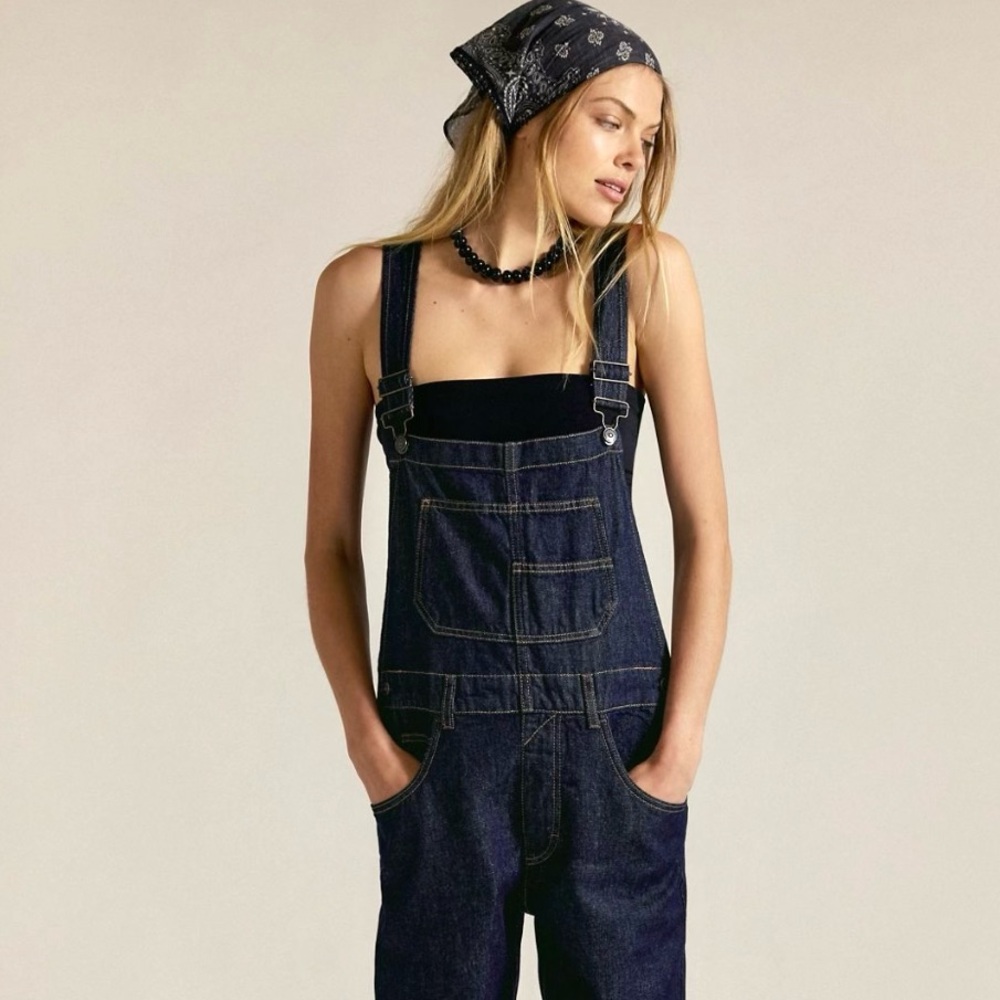 SALE! Free People x We The Free Ziggy Denim Overalls in Dark Wash - Picture 5 of 13